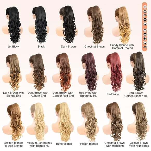 Ponytails Hair Extension 24" Curly Wavy Claw Clip In Long Fake Hair for Women - Picture 6 of 6